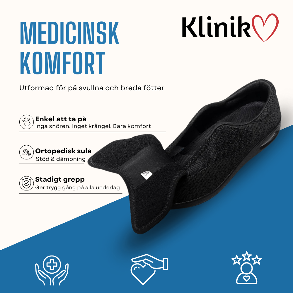 Ortopediskt sko - Utvecklad för Breda & Svullna Fötter